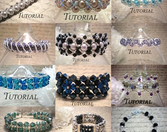 DIY 12 Bracelet Tutorial Bundle: Right Angle Weave Beaded Bracelets, Save 30%, Instant Download