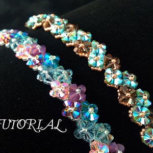 Tutorial PDF Right Angle Weave Swarovski Crystal Flower Tennis Bracelet, Instant Download image 1