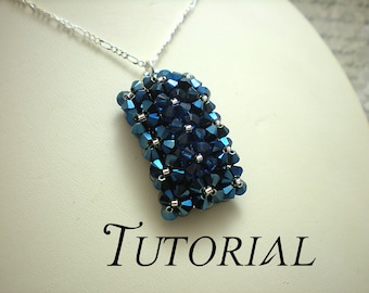 Tutorial PDF Right Angle Weave Swarovski Pillow Top Pendant Necklace, Instant Download