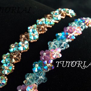 Tutorial PDF Right Angle Weave Swarovski Crystal Flower Tennis Bracelet, Instant Download image 2