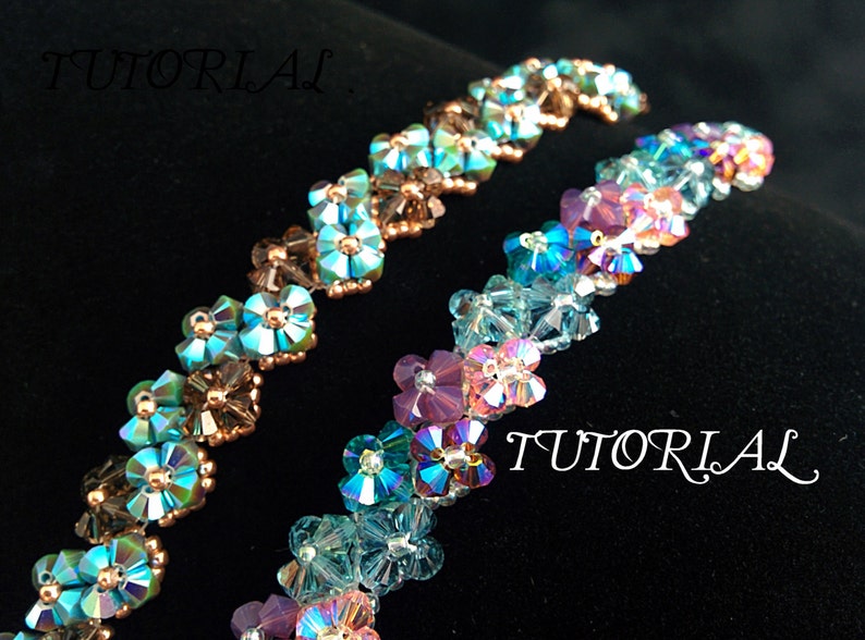 Tutorial PDF Right Angle Weave Swarovski Crystal Flower Tennis Bracelet, Instant Download image 2