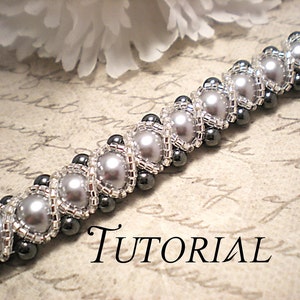 Tutorial PDF Right Angle Weave Swarovski Pearl Braided Bracelet with a Glass Seed Bead Overlay, Instant Download image 1