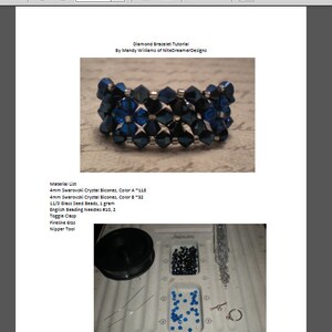 Tutorial PDF Right Angle Weave Swarovski Crystal Diamond Banded Bracelet, Instant Download image 2