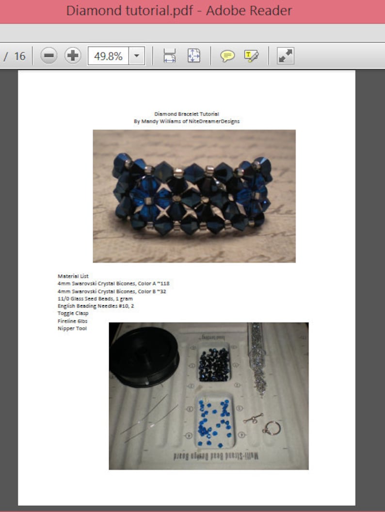 Tutorial PDF Right Angle Weave Swarovski Crystal Diamond Banded Bracelet, Instant Download image 2