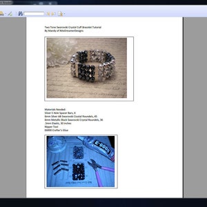 Tutorial PDF Swarovski Crystal Two Toned Sterling Silver Cuff Bangle Bracelet, Instant Download image 4