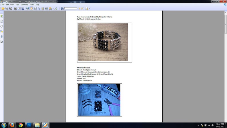 Tutorial PDF Swarovski Crystal Two Toned Sterling Silver Cuff Bangle Bracelet, Instant Download image 4