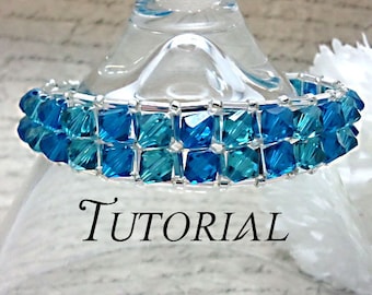 Tutorial PDF Right Angle Weave Swarovski Crystal Embellished Bracelet, Instant Download