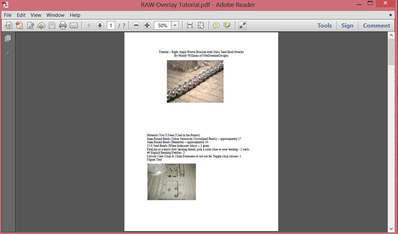 Tutorial PDF Right Angle Weave Swarovski Pearl Braided Bracelet with a Glass Seed Bead Overlay, Instant Download image 5