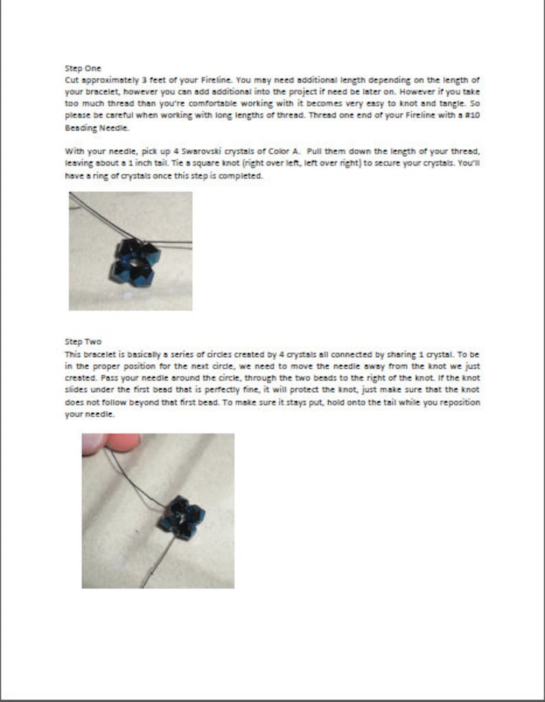 Tutorial PDF Right Angle Weave Swarovski Crystal Diamond Banded Bracelet, Instant Download image 3