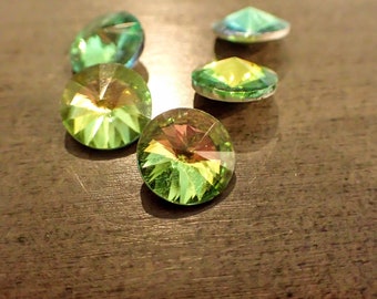 14mm Green AB Swarovski Crystal Rivolis