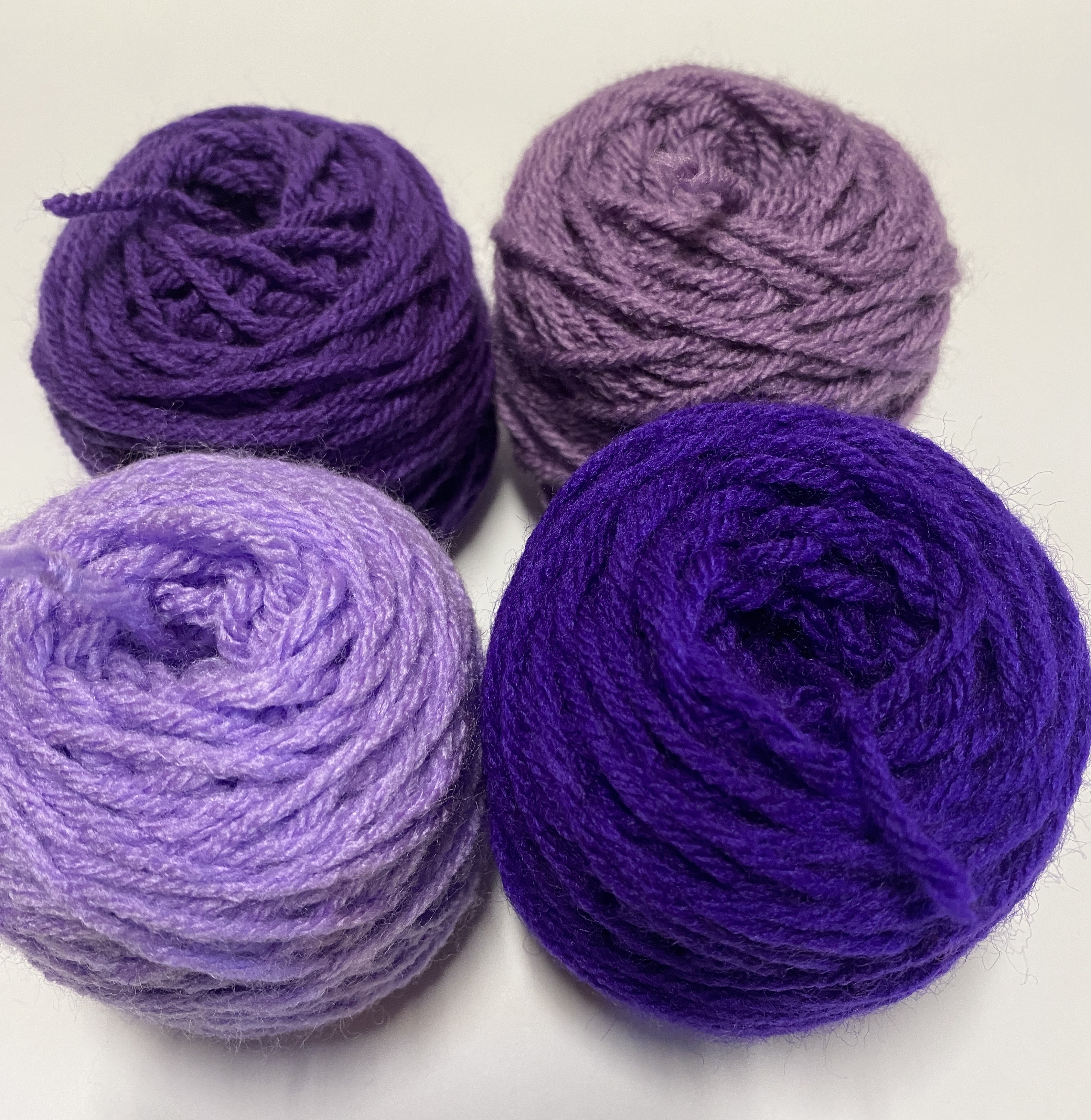 Shades of Purple Yarn Mini Cakes (4) 1oz 28g 100% Acrylic for Crafts,  Weaving, Knitting, Crochet Scrap Yarn Projects, Yarn Art Mixed lot 8A