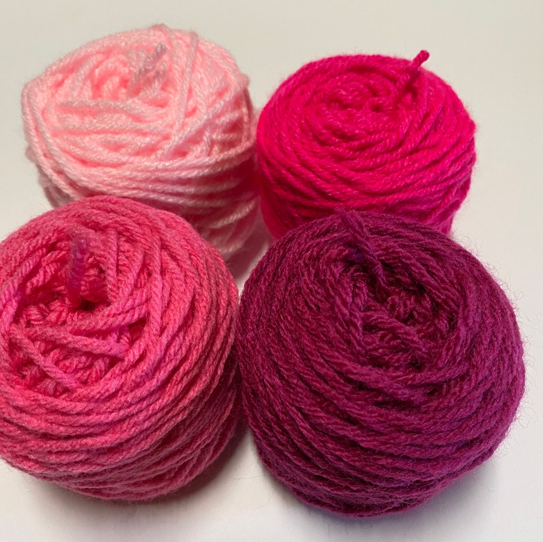 Shades of Pink Yarn Mini Cakes 4 1oz 28g 100 Acrylic for Crafts, Weaving, Knitting, Crochet