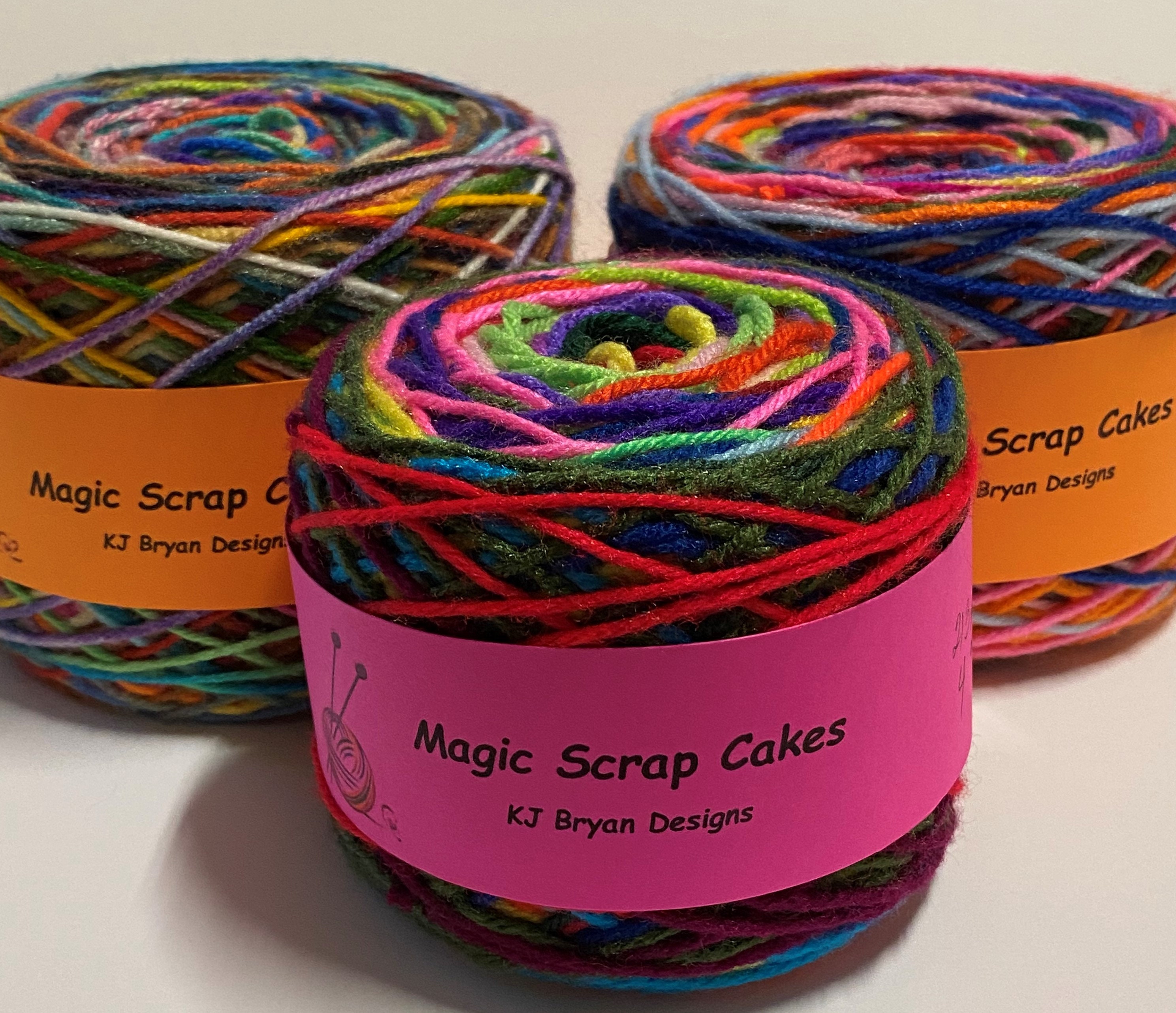 Magic Scrap Yarn Cakes for Knitting, Crochet Scrap Projects solid Color Yarn  Cakes 