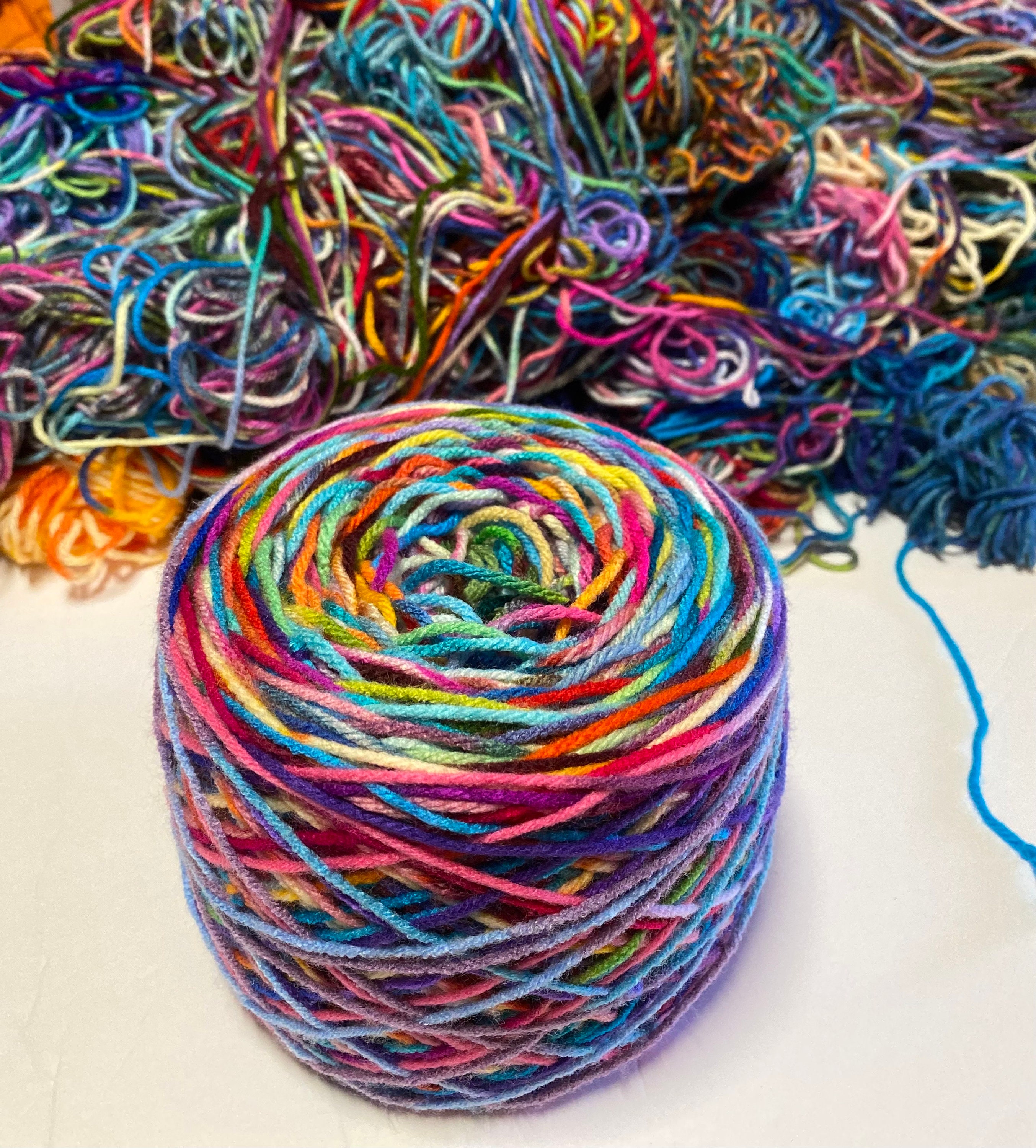 Magic Scrap Yarn Cakes for Knitting, Crochet Scrap Projects  (Variegated Color Yarn Cakes)