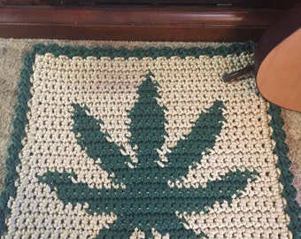 Crochet PATTERN Marijuana Leaf Rag Rug or Polyolefin Indoor Outdoor Mat