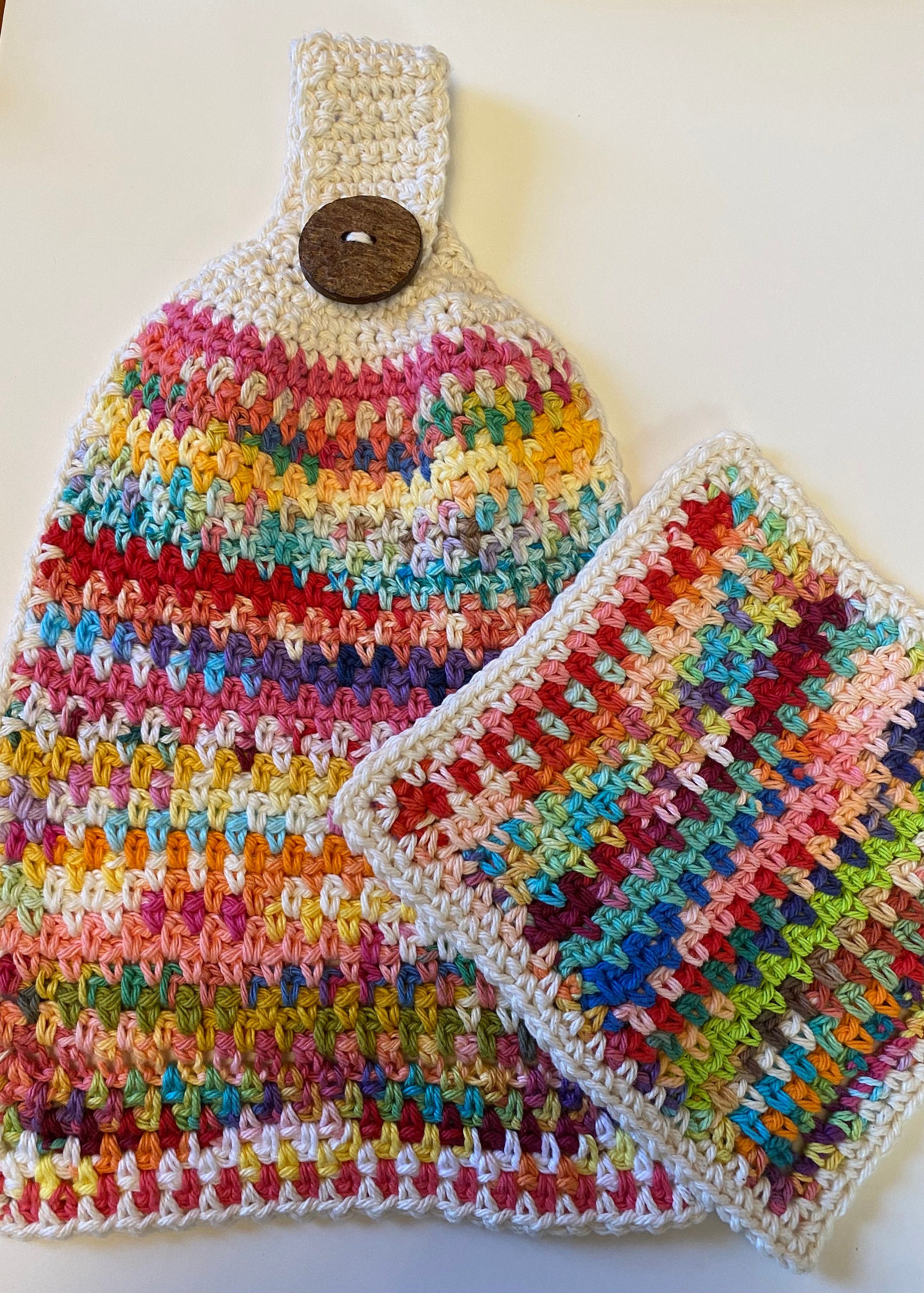 Cotton Scrap Crochet in the Linen Stitch for the Kitchen Magic Scrap Crochet PATTERN #21 (available for free, details below) Craft Fair Idea