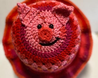PATRÓN #23 del sombrero tipo pescador de crochet de Smiley Pig (disponible de forma gratuita, detalles a continuación)