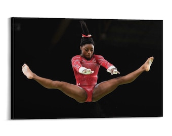 Plakat z nadrukiem Simone Biles, sztuka gimnastyczna, obraz, plakat na ścianę, wydruk na płótnie, dzieła sztuki, dekoracja sypialni i salonu
