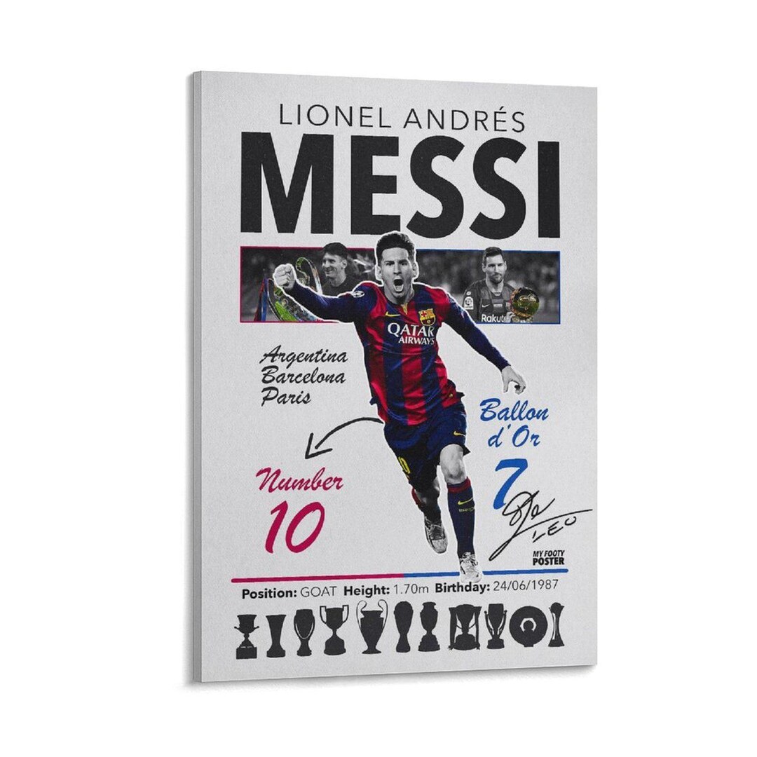 Sports Football Superstar Lionel Messi Signed Personal Wall Art Picture ...