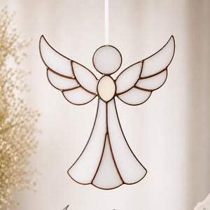 Stained Glass Pattern Angel | Guardian Angel Suncatcher | PDF SVG Digital Download | DIY Window Hanging Decor | Memorial Sympathy Gift
