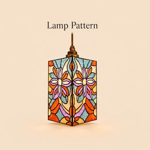 Art Nouveau Lamp Stained Glass Pattern SVG PDF, Hanging Pendant Light Shade Blueprint, Symmetrical Floral Mosaic Template, Suncatcher
