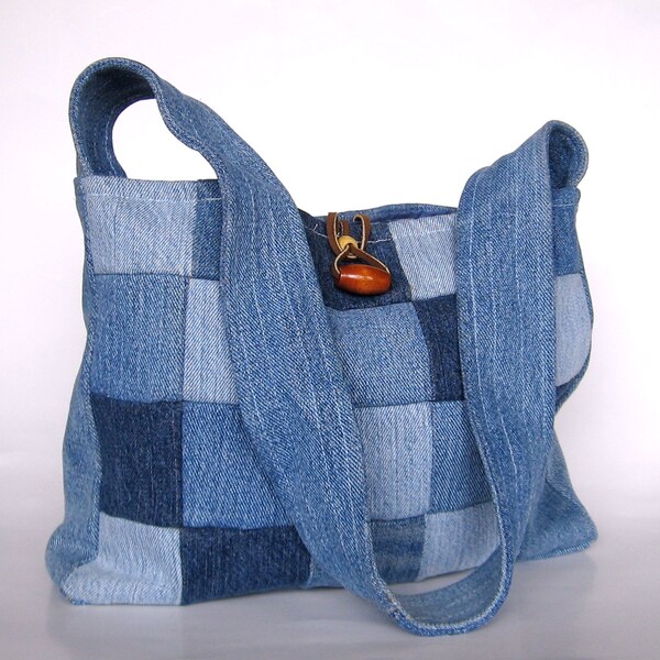 Patchwork Denim Purse Upcycled Purse SALE Reused Materials Bag Retro Bag Hippie Purse