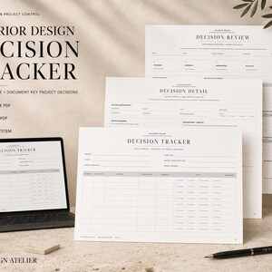 Interior Design Decision Tracker | Project Decision Log | Printable + Fillable PDF | Project Management Template