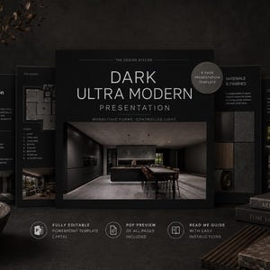 Dark Ultra Modern Interior Design Presentation Template | 14-Page Editable PowerPoint Client Proposal