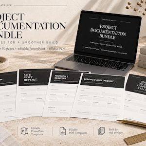 Interior Design Project Documentation Bundle | Site Visit, Snag, Revision, Change & Approval | Editable PowerPoint + PDF