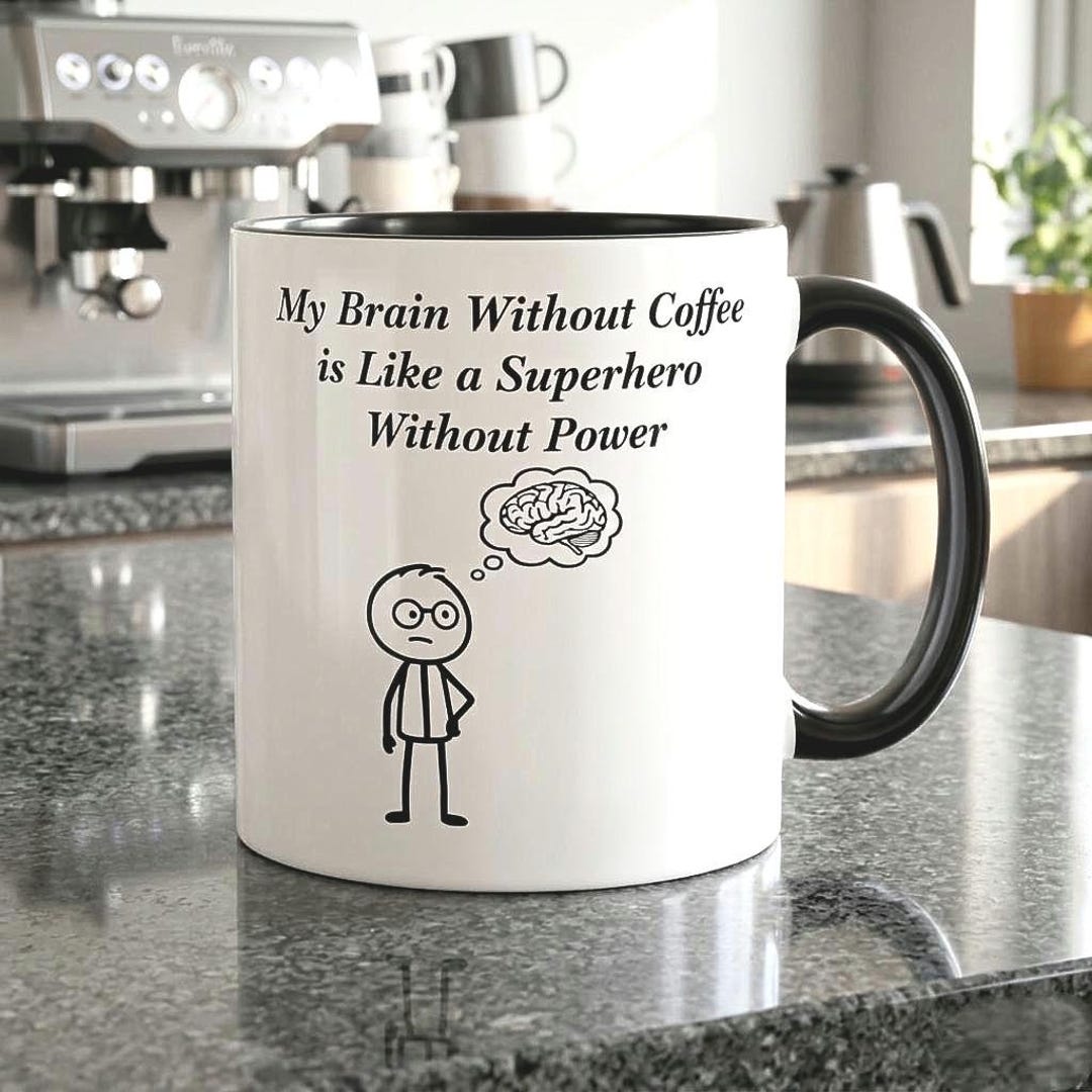 My Brain Without Coffee Ceramic Mug, Funny Quote Caffeine Lover Cup - Etsy