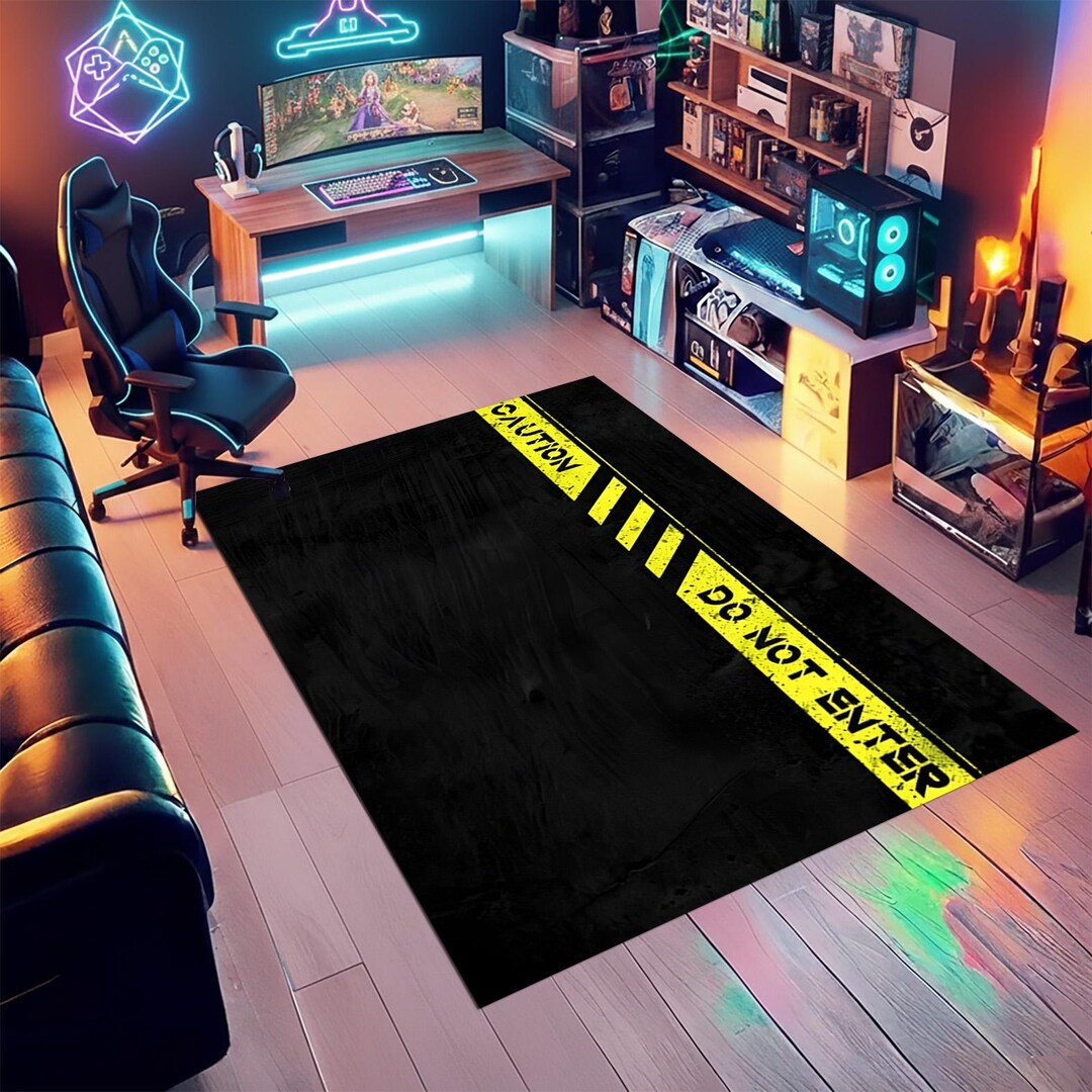 Caution Rug Caution Do Not Enter Rug, Industrial Warning Sign Carpet, Yellow Safety ...