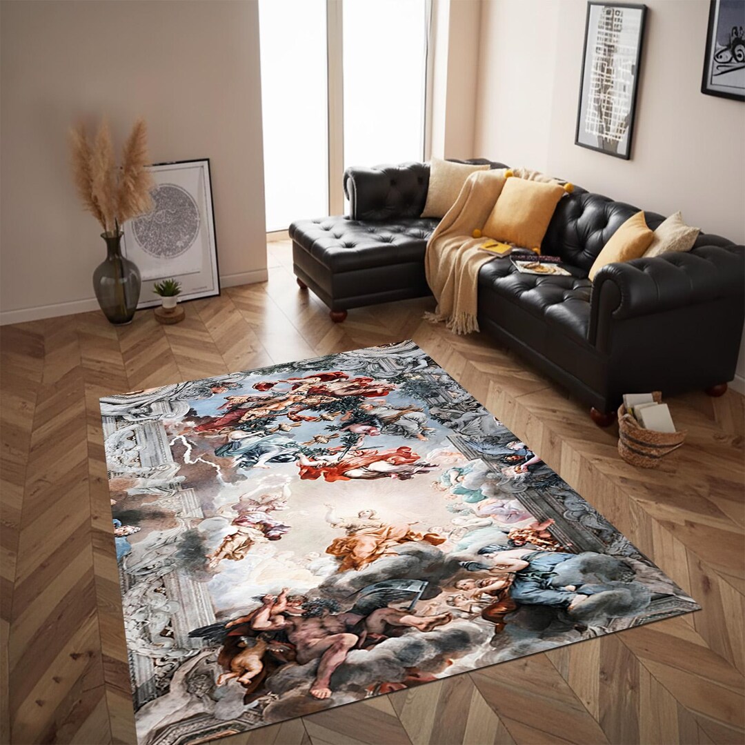 Ceiling Rug Classical Renaissance Ceiling Fresco Rug, Baroque Style Mythological ...