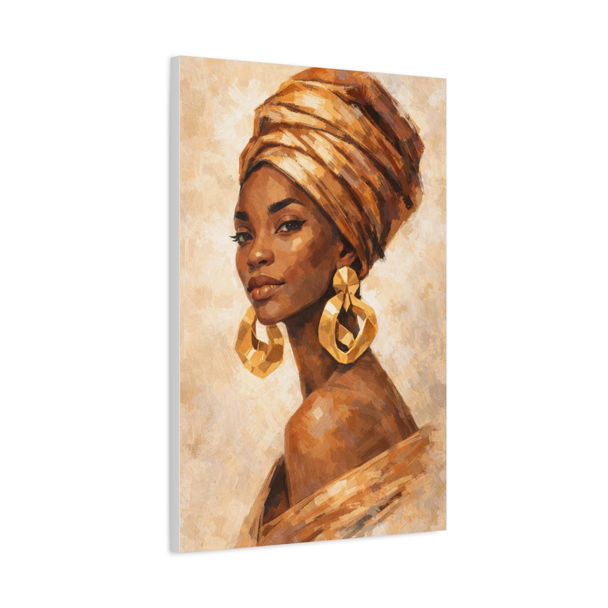 African Woman Canvas Wall Art| Elegant Gold Portrait, Black Woman Art ...
