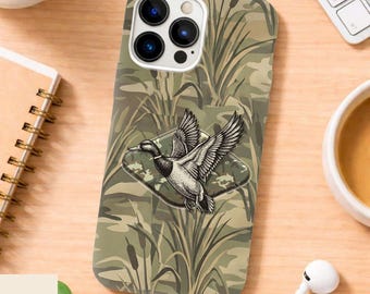 Duck Hunting Phone Case, Camo Duck iPhone Case, Mallard Duck Cover, Hunter Gift Idea, Outdoor Camouflage Phone Case
