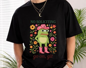 No Soliciting Frog Comfort Colors T-Shirt | Funny Introvert Tee,  Funny Frog Top,  Wizard Frog Shirt,  Humor Gift For Her