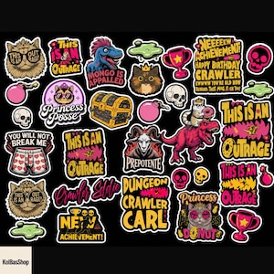 Dungeon Crawler Carl Sticker, Princess Donut Cat Decal, Funny Gamer Vinyl Sticker, Waterproof Laptop Water Bottle Sticker, Sci-Fi Book Lover