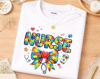 Autism Nurse Shirt Puzzle Heart, Nurse Appreciation Sweatshirt, Autism Awareness Tee, RN Gift, Cute Medical Shirt, Healthcare Worker Tee
