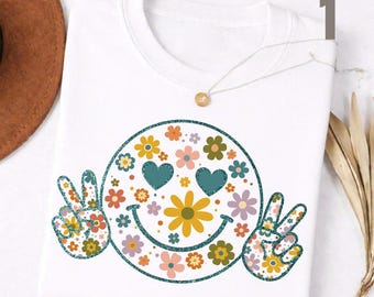 Floral joyful Face T-Shirt, Happy Face Tee, Retro Faith T-Shirt, Count It All Joy, Bible Verse, Scripture, Flowers, Religious, Gift