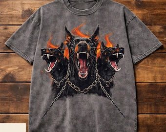 Vintage Black Wash Doberman Dog Shirt, Doberman Graphic Tee, Rap T-Shirt, Gothic Streetwear Unisex Tee, Streetwear Tee