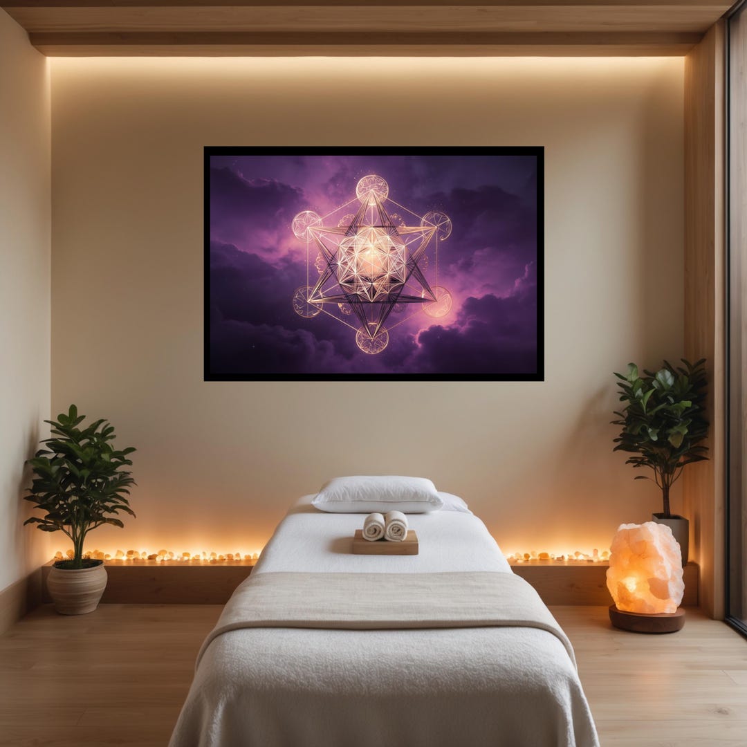 Sacred Geometry Metatron's Cube Wall Art Purple | Meditation Poster ...