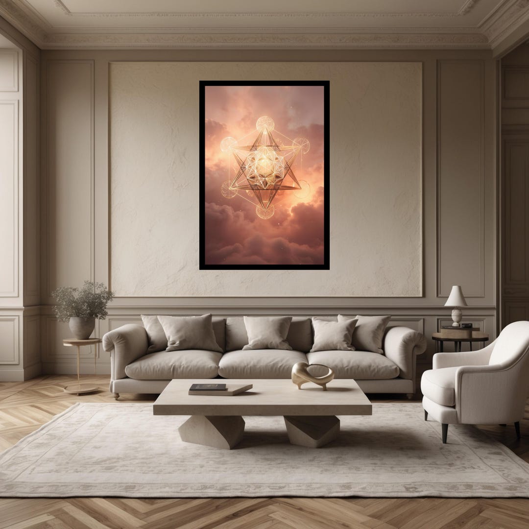 Sacred Geometry Metatron's Cube Wall Art Rose Gold | Meditation Poster ...