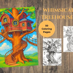 Målarbok med trädkojor | Magiska trädkojor | Målarbok | 50 fantasifulla målarbilder | Avslappning och stresslindring PDF