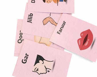 Set mit 19 Somaali Körperteilen Postkarten für Kinder | Lern- und Lernkarte