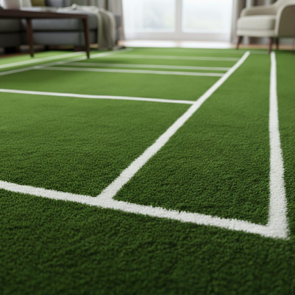 Tennis Coloured Rug Hand Tufted Green Tennis Court Rug, Modern Sports Inspired Wool Area ...