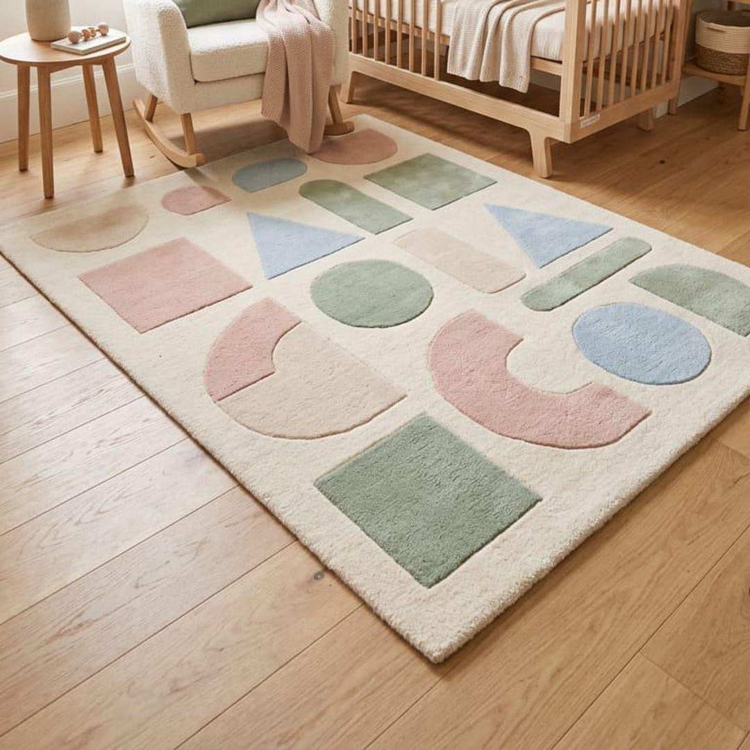 Kids Modular Rug Kids Shapes Rug Educational | Montessori Learning Play Mat | Nursery ...
