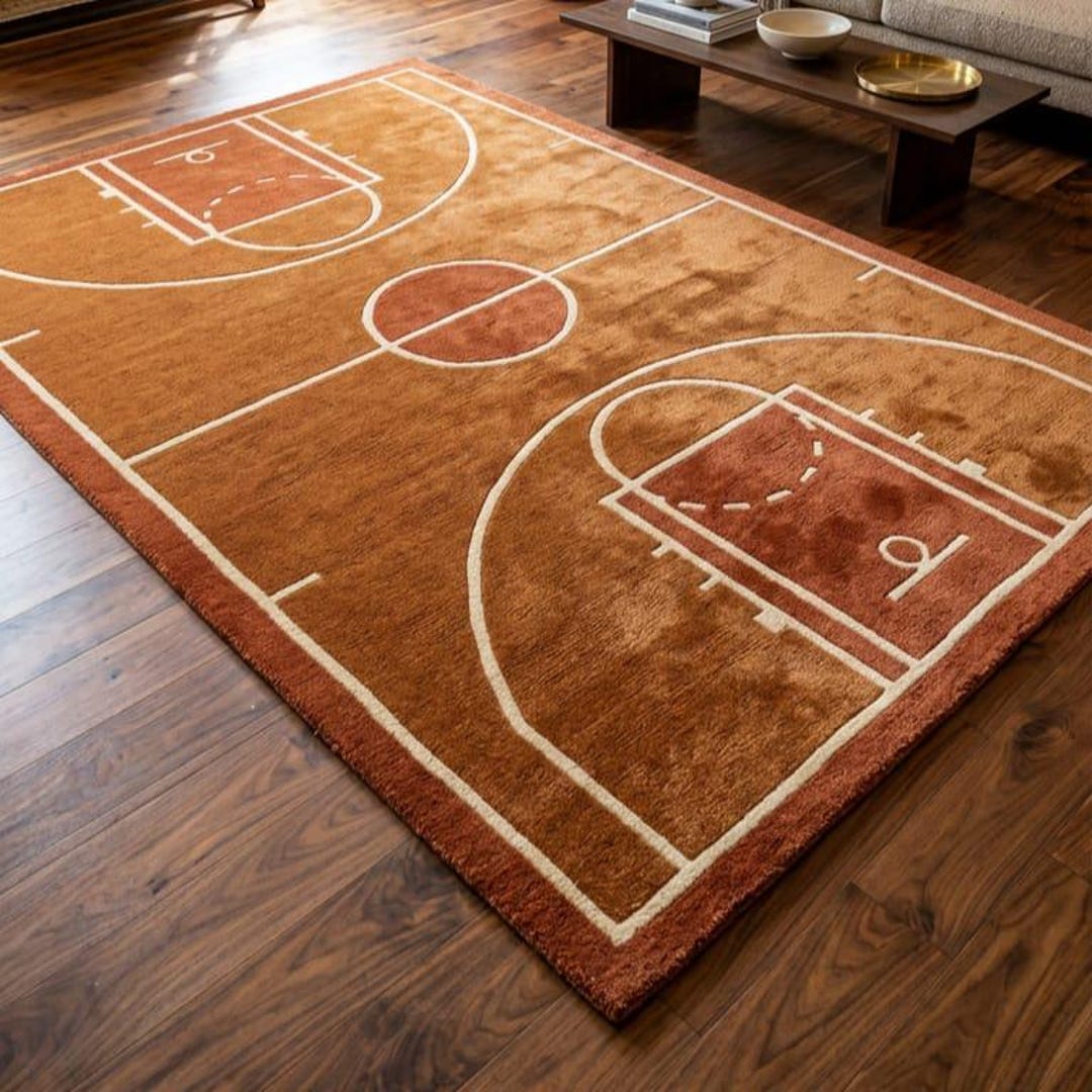 Basketball Court Rug Sports Decor | Game Room Area Rug | Boys Room ...