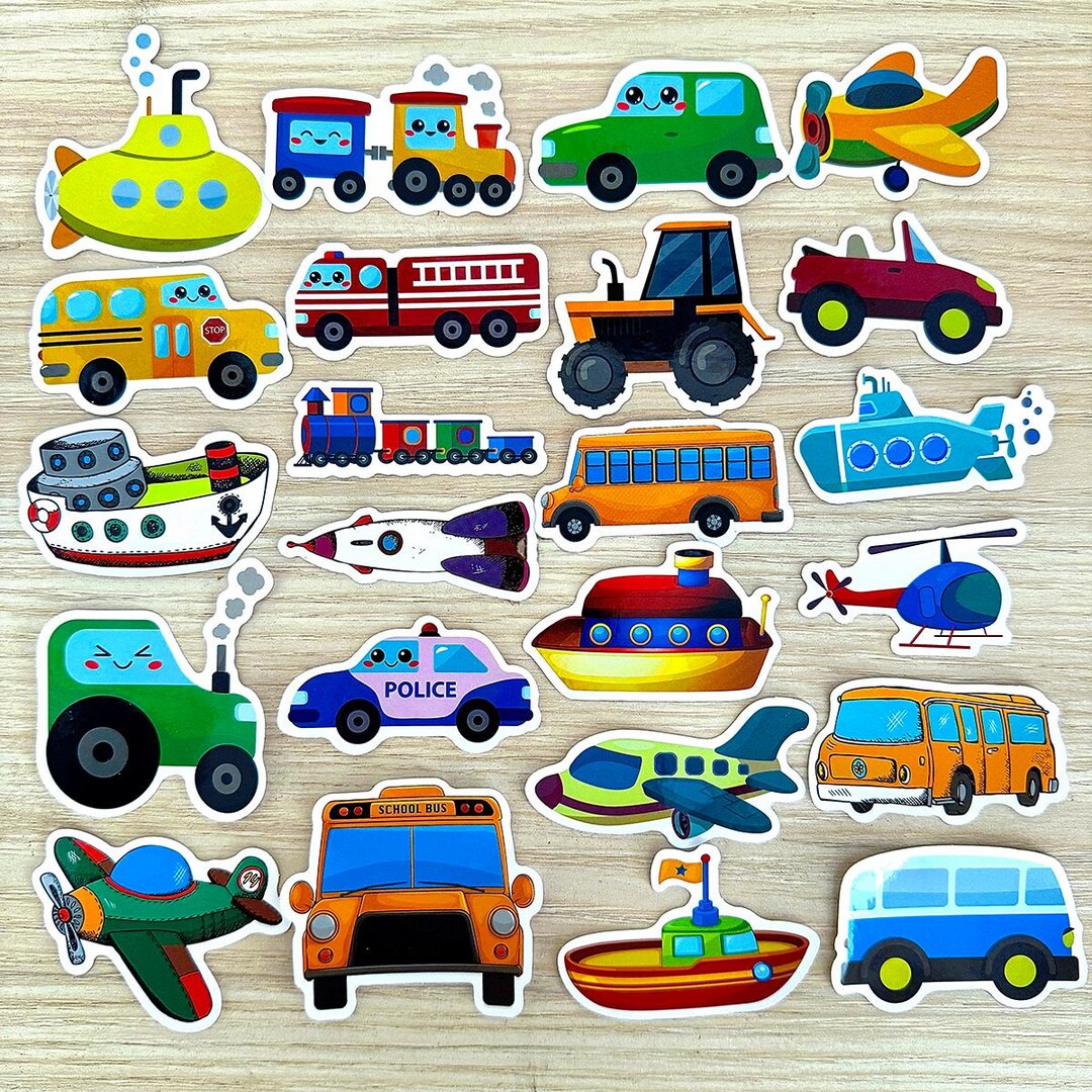 Transportation Sticker Pack, Cute Vehicle Stickers, Cars Trucks Planes ...