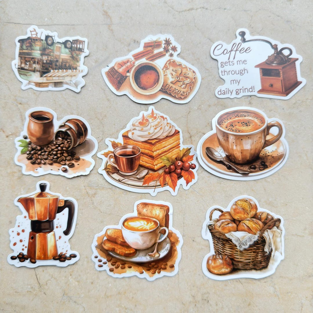 Vintage Coffee Stickers Pack – Cute Journal Stickers, Coffee Lover ...