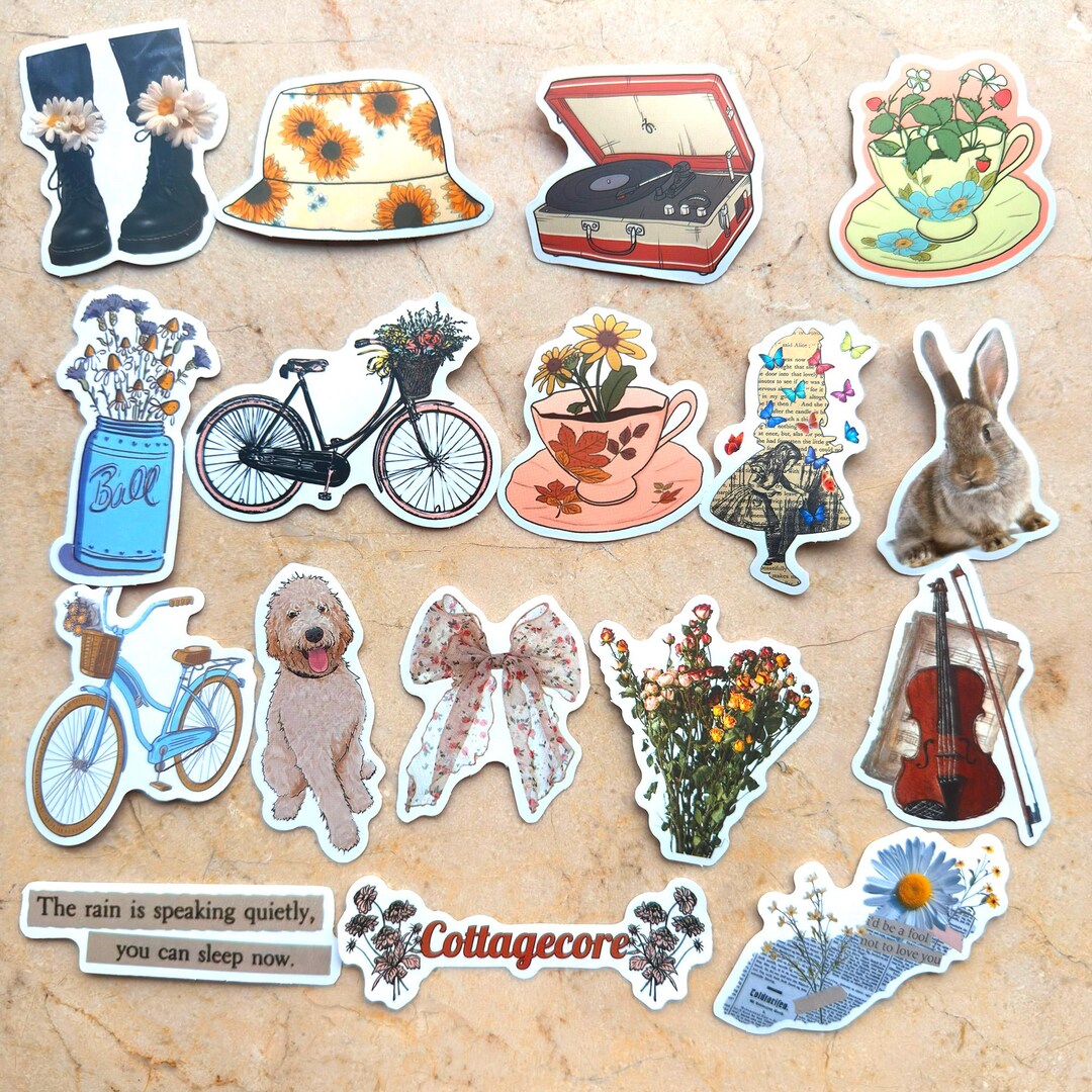 Cottagecore Stickers Pack – Cute Vintage Aesthetic Journal Stickers ...