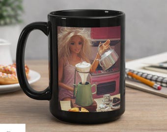 Funny Doll Coffee Mug 15oz, Chaotic Morning Meme Mug, Messy Hair Doll, Relatable Humor Mug, Distressed Doll Meme Mug